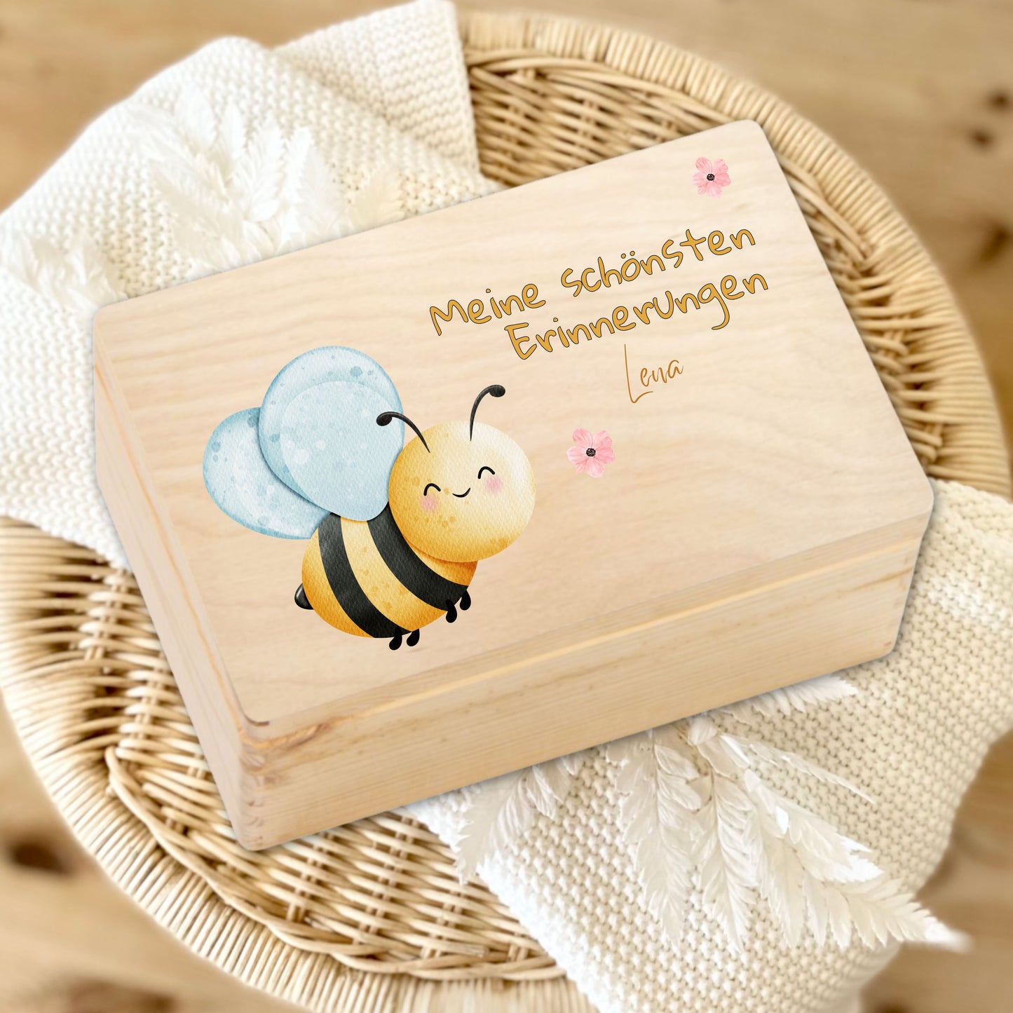 Holzkiste Mädchen personalisiert mit Namen | Erinnerungskiste Geburt & Taufe
