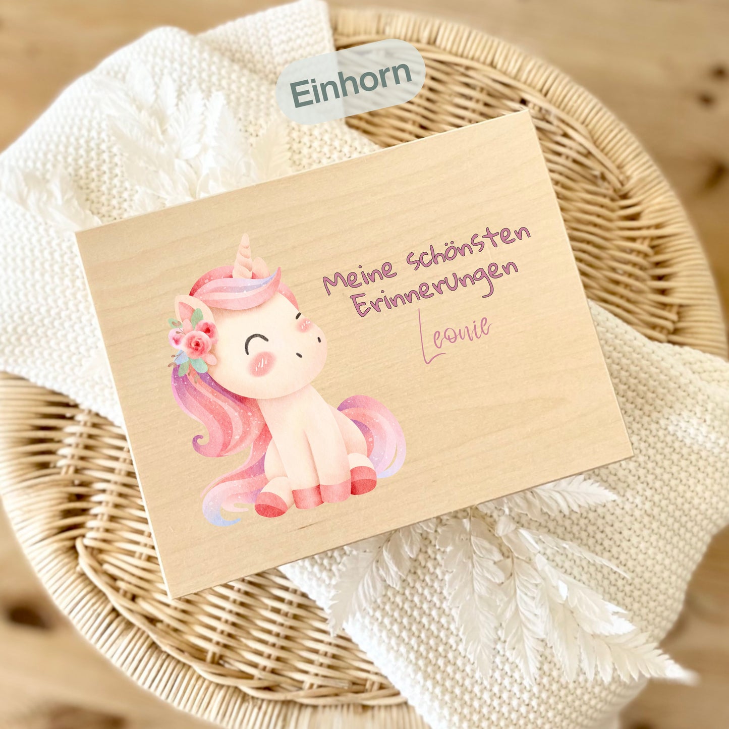Holzkiste Mädchen personalisiert mit Namen | Erinnerungskiste Geburt & Taufe