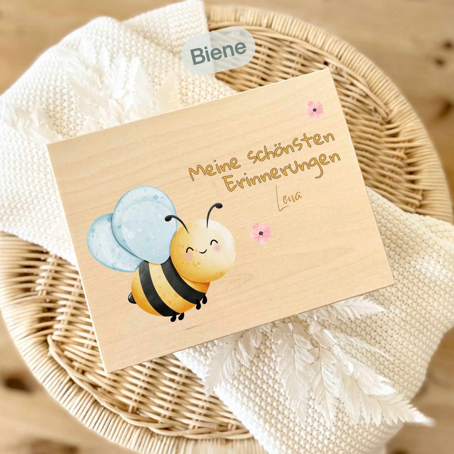 Holzkiste Mädchen personalisiert mit Namen | Erinnerungskiste Geburt & Taufe