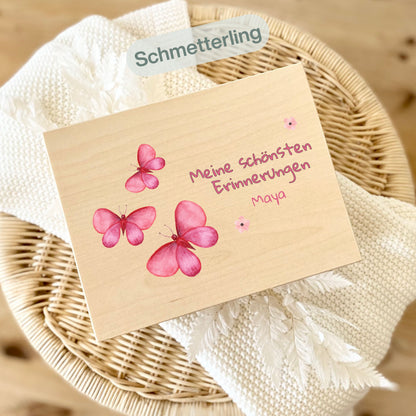 Holzkiste Mädchen personalisiert mit Namen | Erinnerungskiste Geburt & Taufe