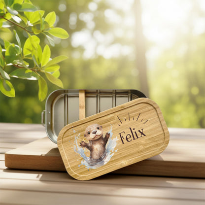 Personalisierte Brotdose Edelstahl Kinder mit Namen | Otter Lunchbox Kindergarten & Schule