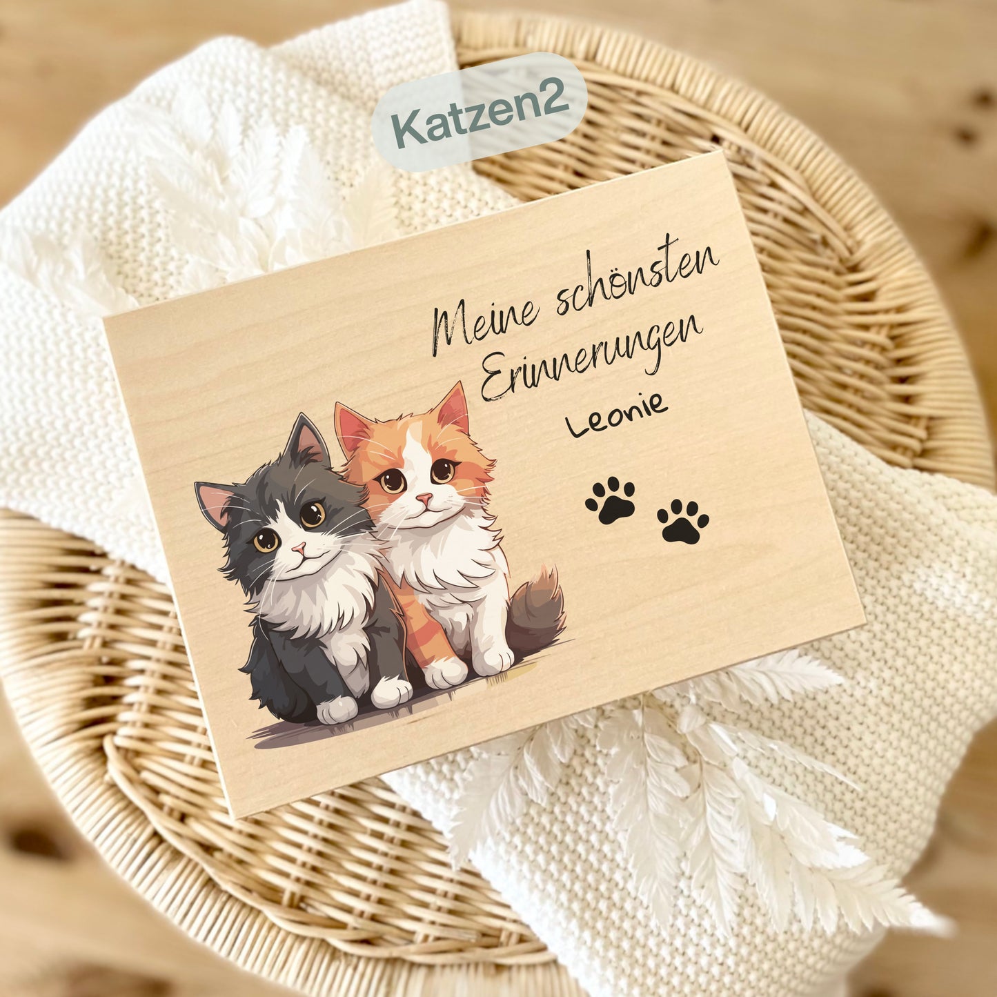 Holzkiste Kinder personalisiert mit Namen | Haustiere Erinnerungskiste Geburt & Taufe