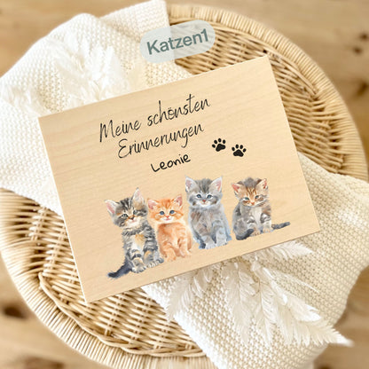 Holzkiste Kinder personalisiert mit Namen | Haustiere Erinnerungskiste Geburt & Taufe