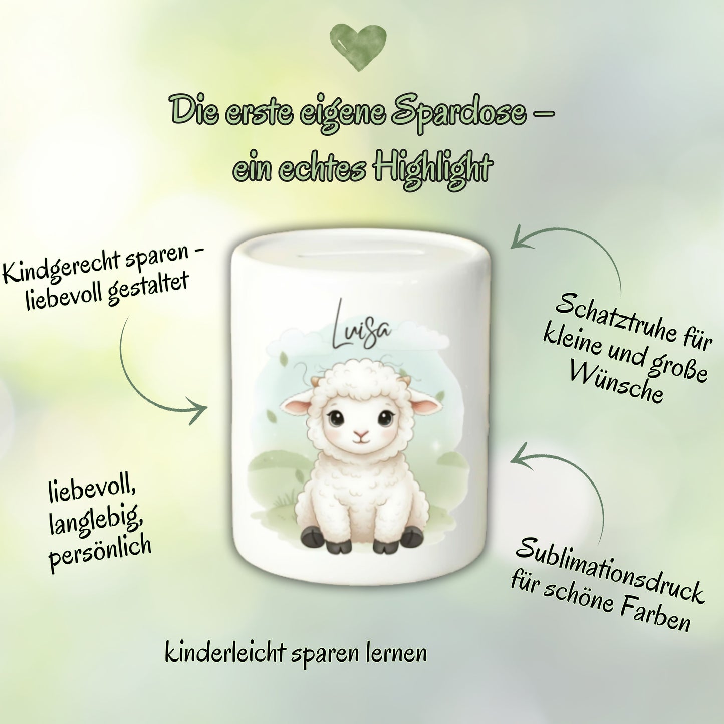 Spardose Tiere personalisiert mit Namen | Kinderspardose Bauernhof | Geschenk Geburt Taufe Geburtstag Weihnachten