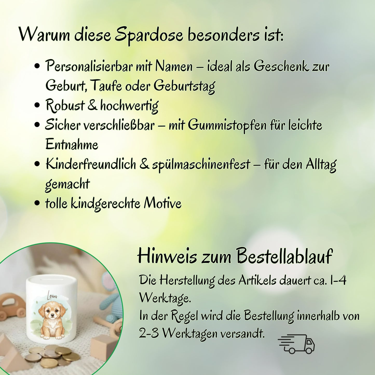 Spardose Tiere personalisiert mit Namen | Kinderspardose Bauernhof | Geschenk Geburt Taufe Geburtstag Weihnachten