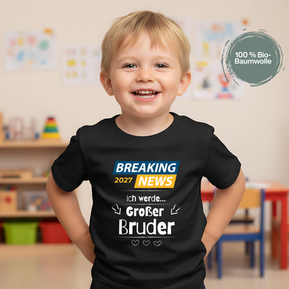 Ich werde großer Bruder T-Shirt Breaking News | Babyankündigung Geschwister Outfit