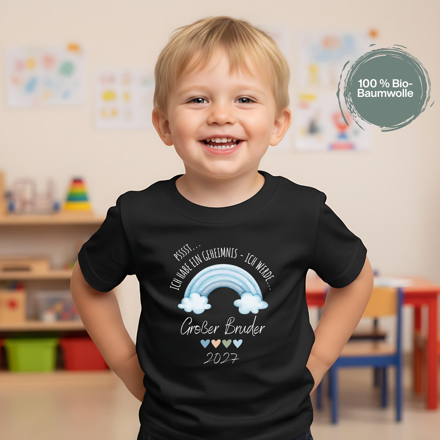 Ich werde großer Bruder T-Shirt Regenbogen | Babyankündigung Geschwister Outfit