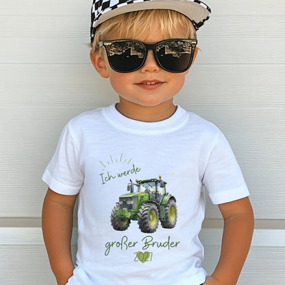 Ich werde großer Bruder T-Shirt Traktor | Babyankündigung Geschwister Outfit