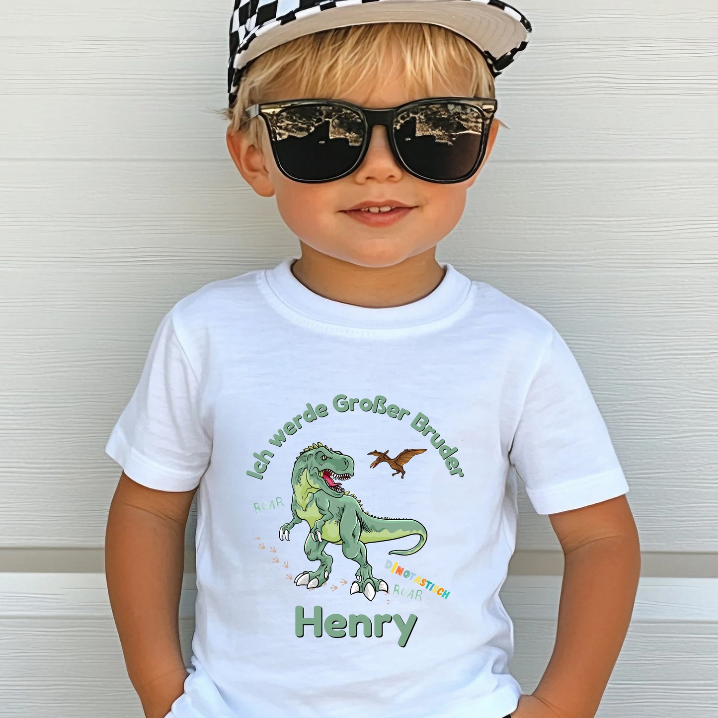 Ich werde großer Bruder T-Shirt Dino | Babyankündigung Geschwister Outfit