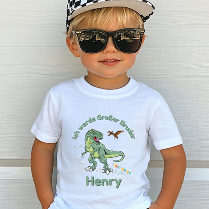 Ich werde großer Bruder T-Shirt Dino | Babyankündigung Geschwister Outfit