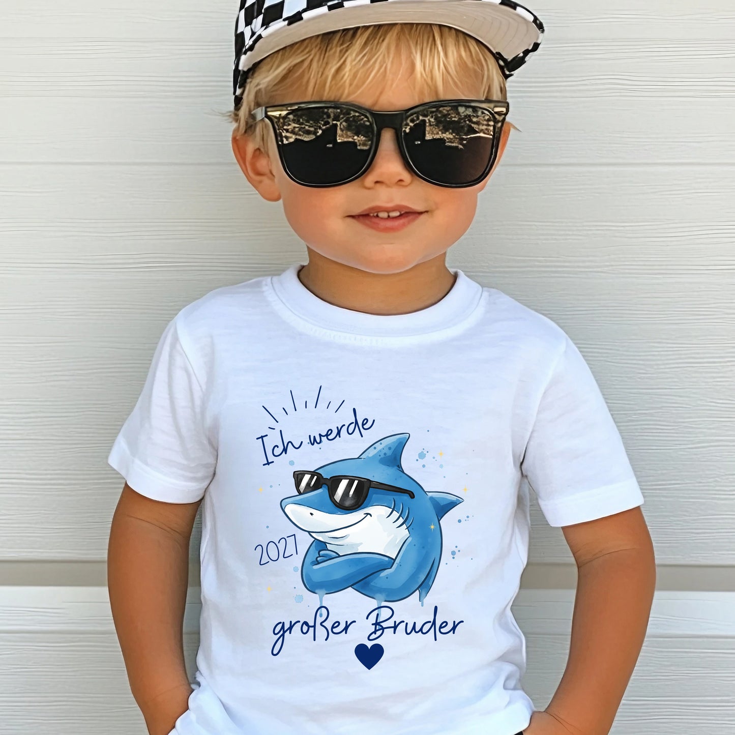 Ich werde großer Bruder T-Shirt Hai | Babyankündigung Geschwister Outfit