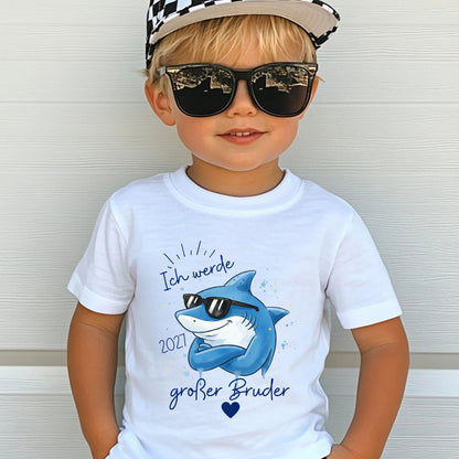 Ich werde großer Bruder T-Shirt Hai | Babyankündigung Geschwister Outfit