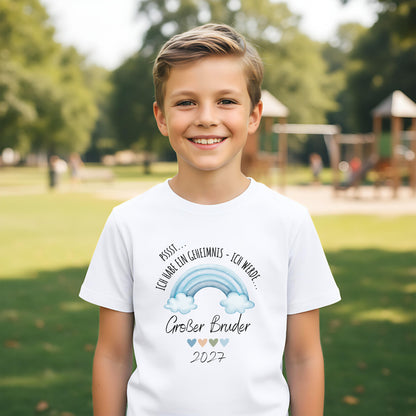 Ich werde großer Bruder T-Shirt Regenbogen | Babyankündigung Geschwister Outfit
