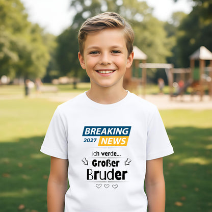 Ich werde großer Bruder T-Shirt Breaking News | Babyankündigung Geschwister Outfit