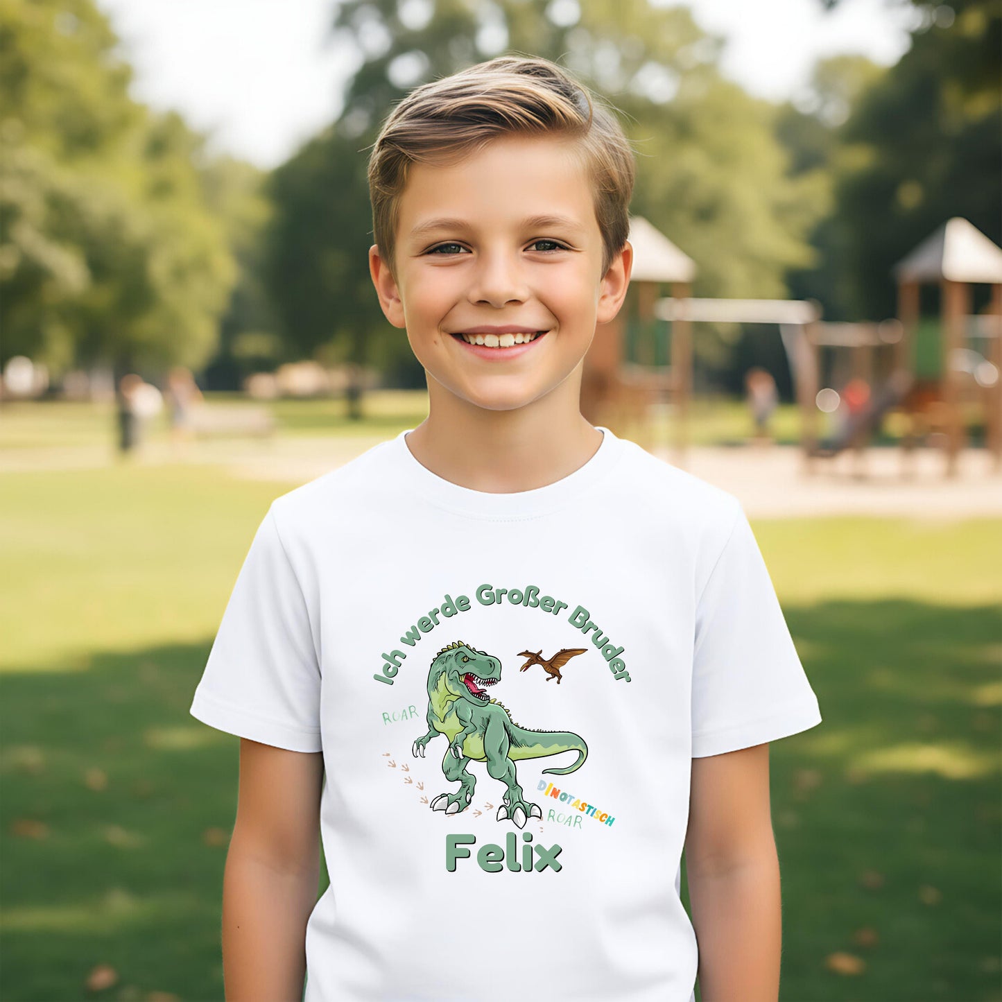 Ich werde großer Bruder T-Shirt Dino | Babyankündigung Geschwister Outfit