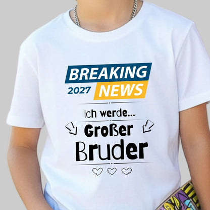 Ich werde großer Bruder T-Shirt Breaking News | Babyankündigung Geschwister Outfit