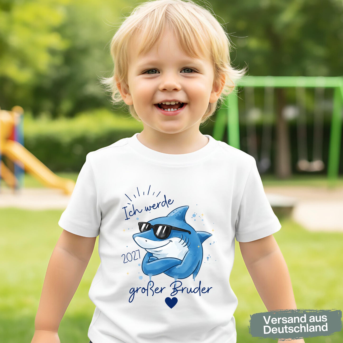 Ich werde großer Bruder T-Shirt Hai | Babyankündigung Geschwister Outfit