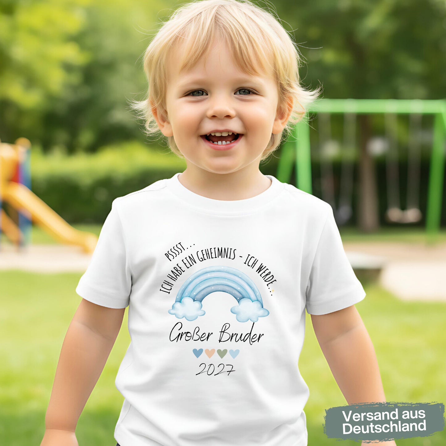 Ich werde großer Bruder T-Shirt Regenbogen | Babyankündigung Geschwister Outfit