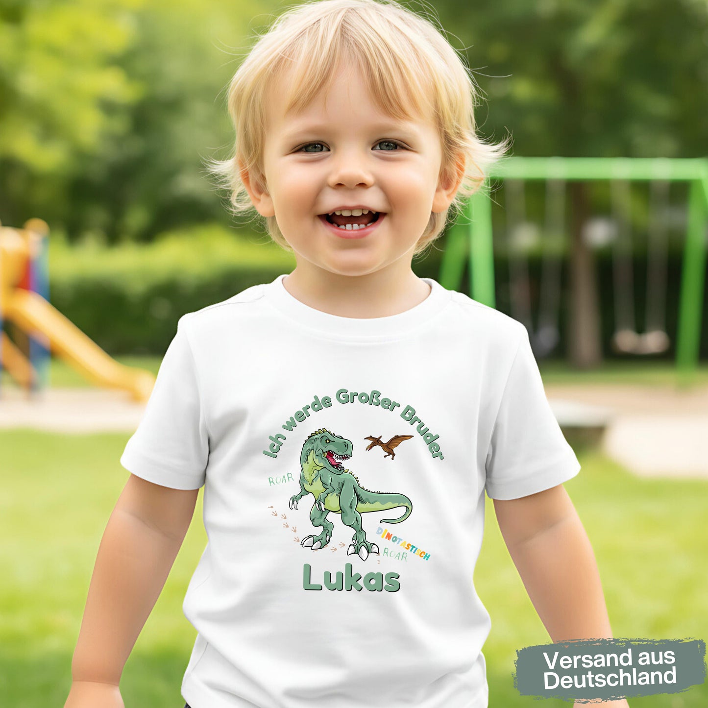 Ich werde großer Bruder T-Shirt Dino | Babyankündigung Geschwister Outfit