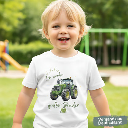 Ich werde großer Bruder T-Shirt Traktor | Babyankündigung Geschwister Outfit