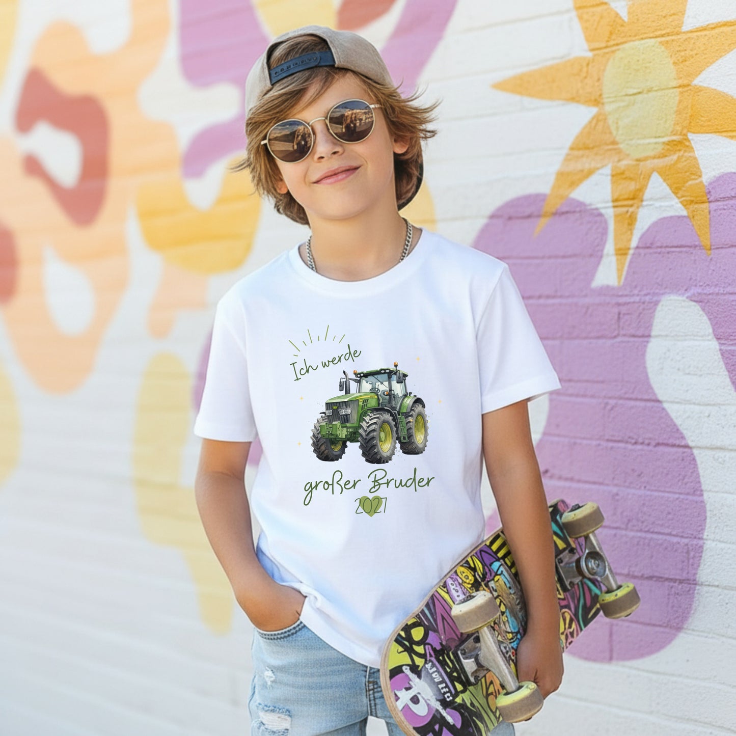 Ich werde großer Bruder T-Shirt Traktor | Babyankündigung Geschwister Outfit
