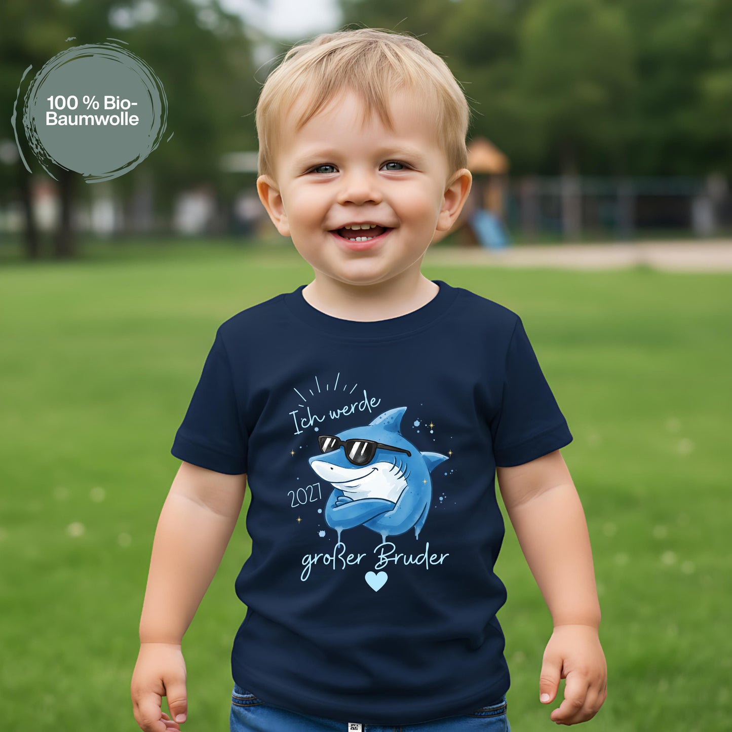 Ich werde großer Bruder T-Shirt Hai | Babyankündigung Geschwister Outfit