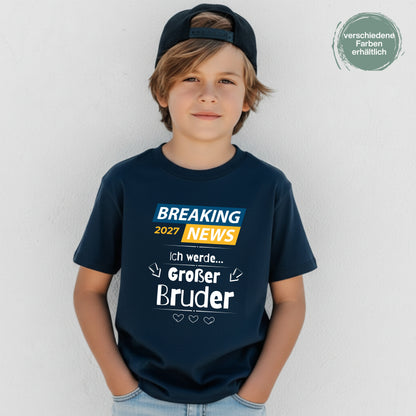 Ich werde großer Bruder T-Shirt Breaking News | Babyankündigung Geschwister Outfit