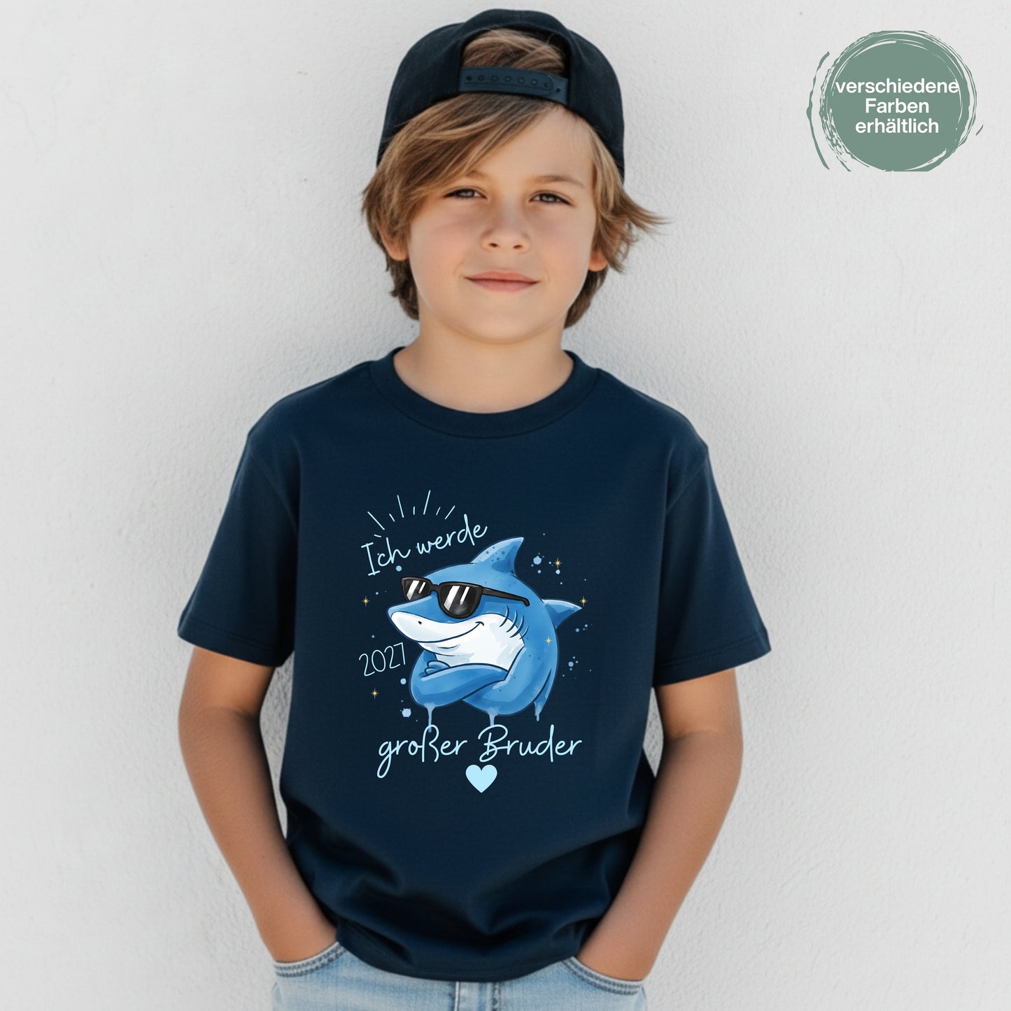 Ich werde großer Bruder T-Shirt Hai | Babyankündigung Geschwister Outfit