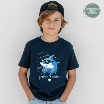 Ich werde großer Bruder T-Shirt Hai | Babyankündigung Geschwister Outfit