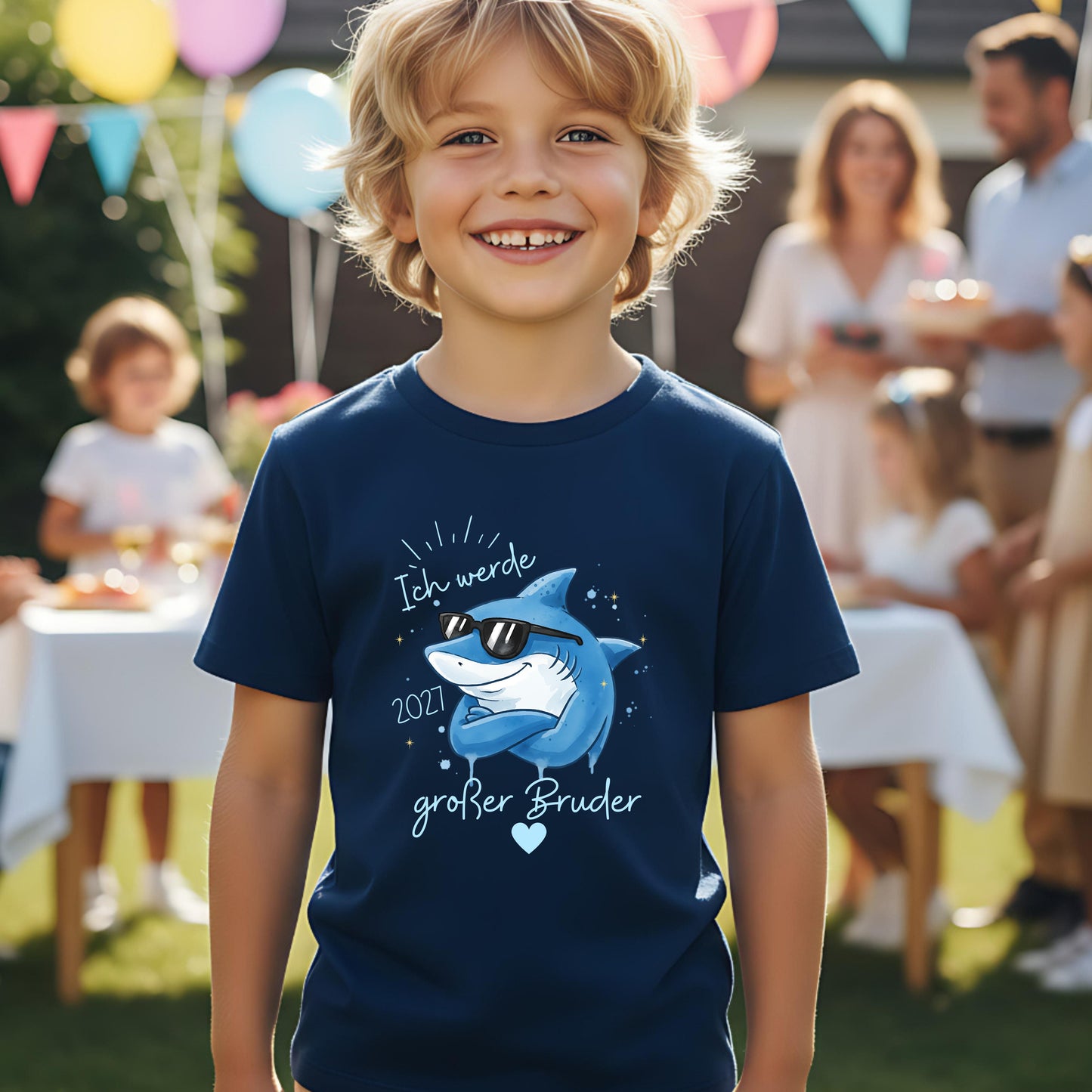 Ich werde großer Bruder T-Shirt Hai | Babyankündigung Geschwister Outfit