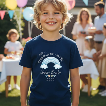 Ich werde großer Bruder T-Shirt Regenbogen | Babyankündigung Geschwister Outfit