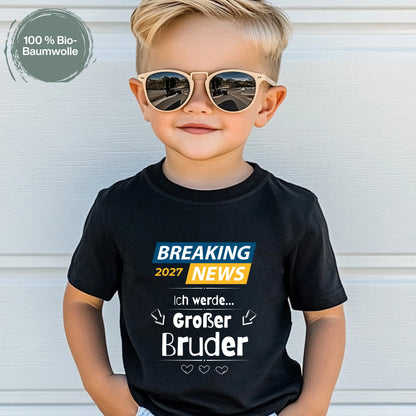 Ich werde großer Bruder T-Shirt Breaking News | Babyankündigung Geschwister Outfit