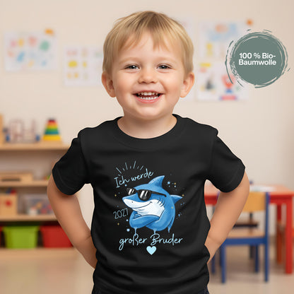 Ich werde großer Bruder T-Shirt Hai | Babyankündigung Geschwister Outfit