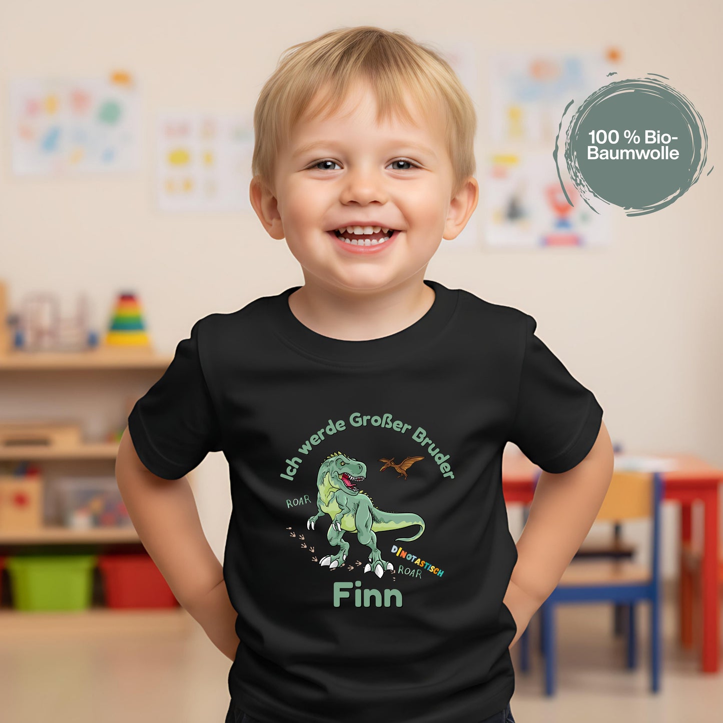 Ich werde großer Bruder T-Shirt Dino | Babyankündigung Geschwister Outfit