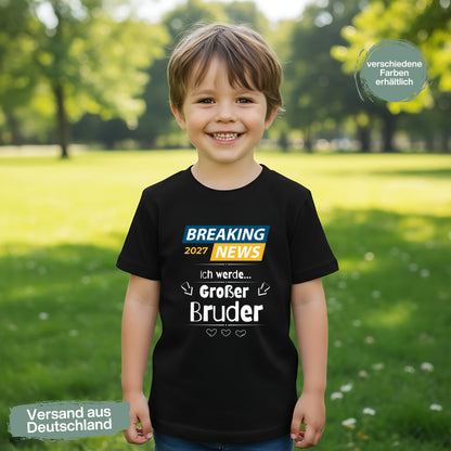 Ich werde großer Bruder T-Shirt Breaking News | Babyankündigung Geschwister Outfit