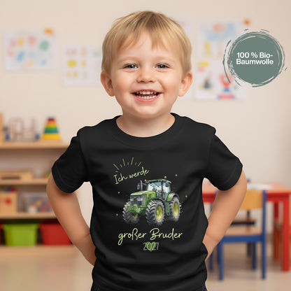 Ich werde großer Bruder T-Shirt Traktor | Babyankündigung Geschwister Outfit
