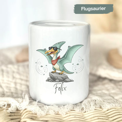 Spardose Dino personalisiert mit Namen | Kinderspardose Dinosaurier | Geschenk Geburt