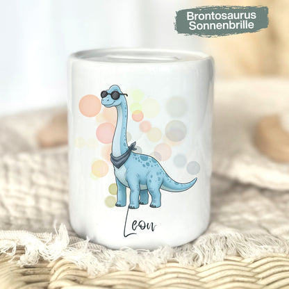 Spardose Dino personalisiert mit Namen | Kinderspardose Dinosaurier | Geschenk Geburt