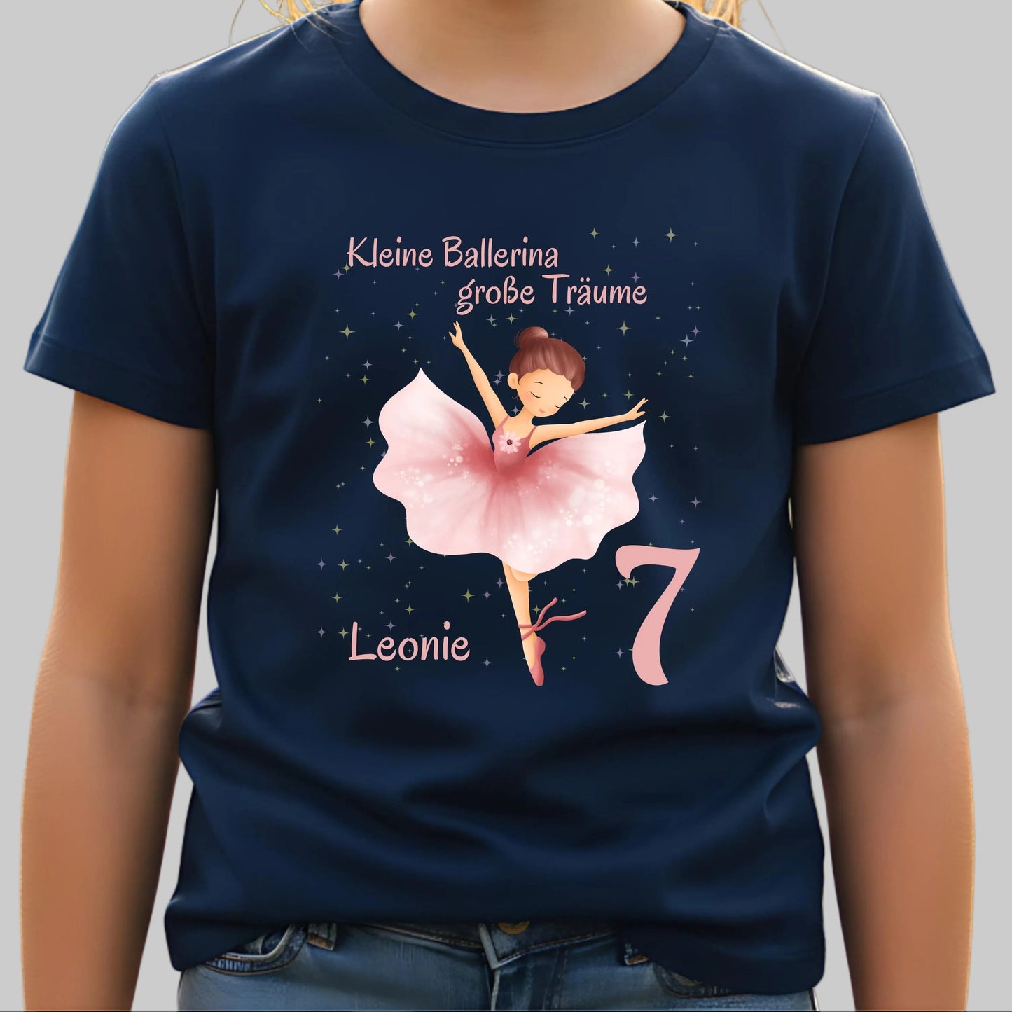 Geburtstagsshirt Ballerina mit Name & Zahl | Personalisiertes T-Shirt zum Kindergeburtstag