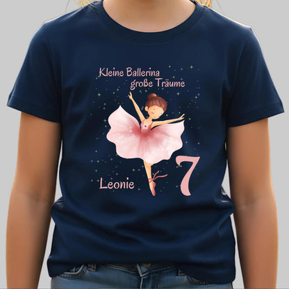 Geburtstagsshirt Ballerina mit Name & Zahl | Personalisiertes T-Shirt zum Kindergeburtstag