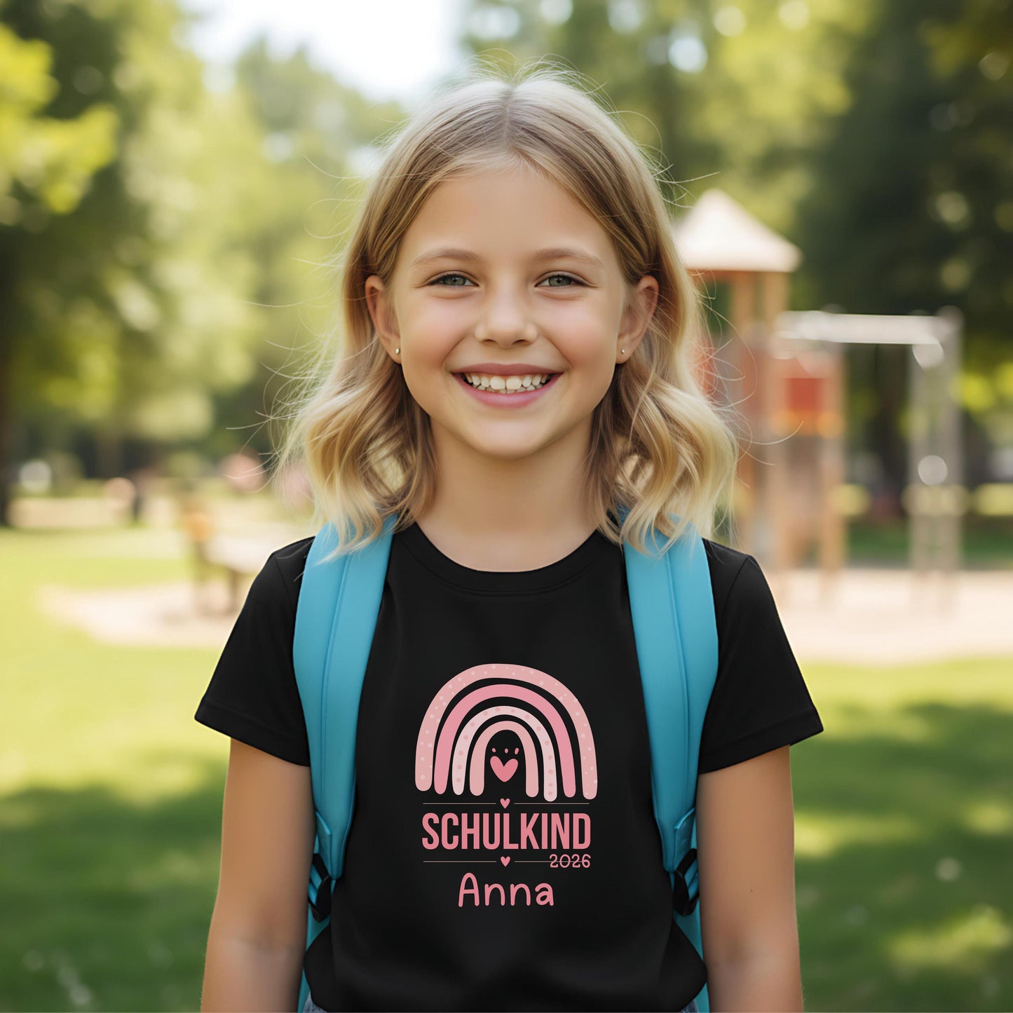 Personalisiertes Schulkind T‑Shirt 2026 mit Regenbogen Motiv und Name Leonie. Einschulung T‑Shirt aus Bio‑Baumwolle als Geschenk zum Schulanfang. Schulkind Shirt 2026 mit ruhigem Regenbogen Design, ideal für Einschulungsfeier, ersten Schultag und Schulstart. Hochwertiges Einschulungsshirt mit Name, langlebig und angenehm zu tragen. Schulanfang Geschenk, Schulkind Outfit 2026, T‑Shirt Einschulung personalisiert. T-Shirt Schulkind Regenbogen, Erstklässler T-Shirt, Schulanfang Geschenk Shirt
