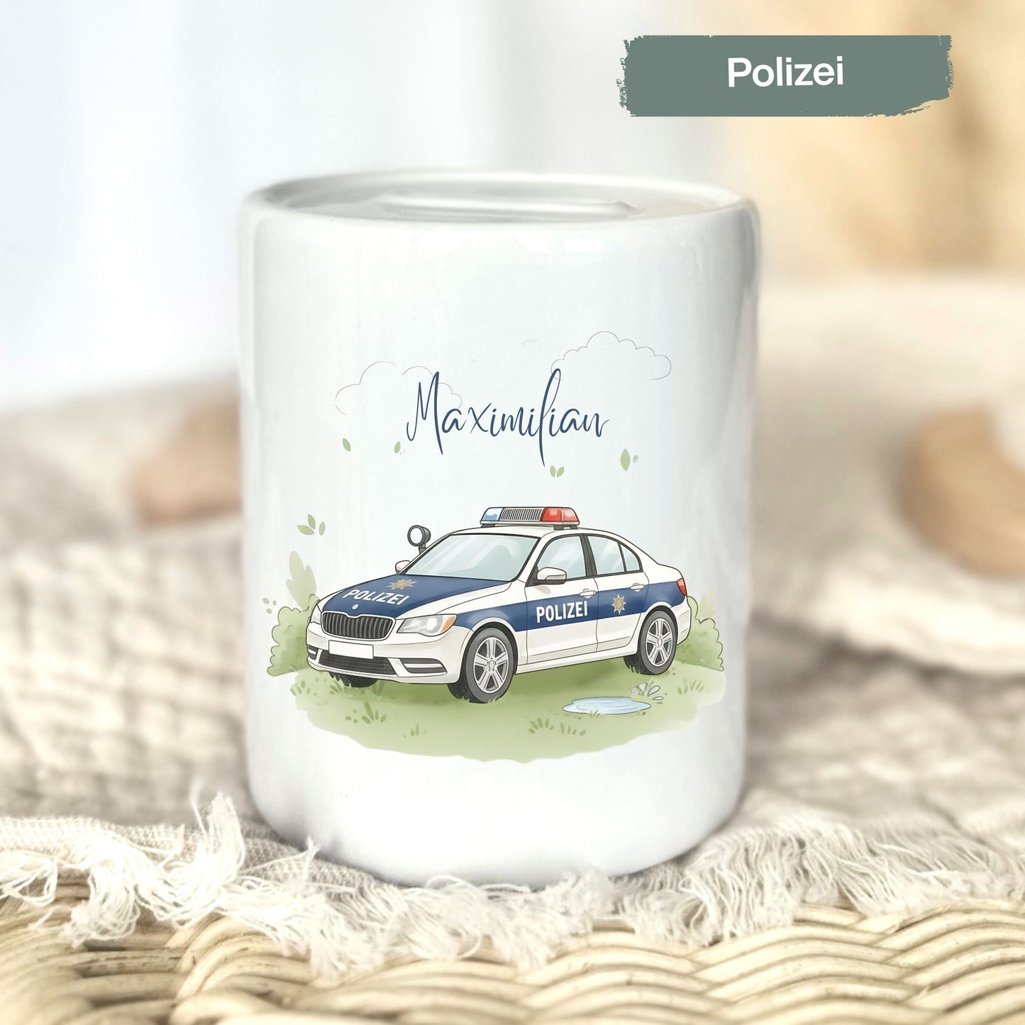 Spardose Fahrzeuge personalisiert mit Namen | Kinderspardose Junge | Geschenk Geburt