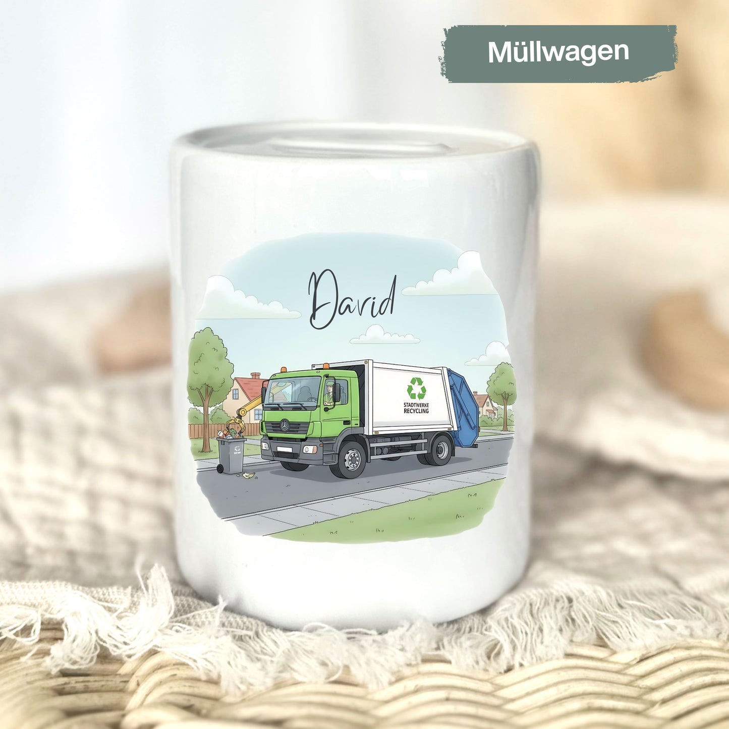 Spardose Fahrzeuge personalisiert mit Namen | Kinderspardose Junge | Geschenk Geburt