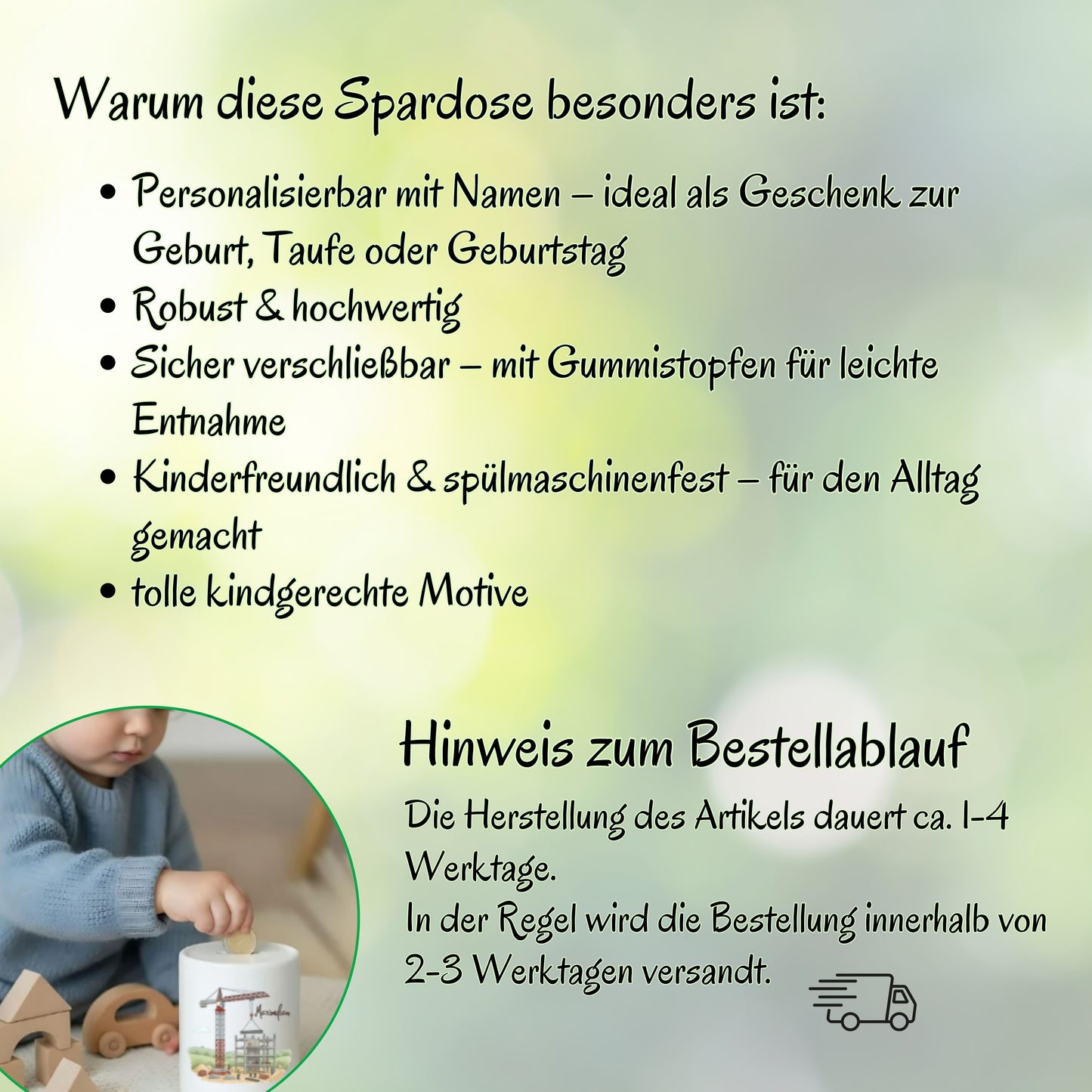 Spardose Fahrzeuge personalisiert mit Namen | Kinderspardose Junge | Geschenk Geburt