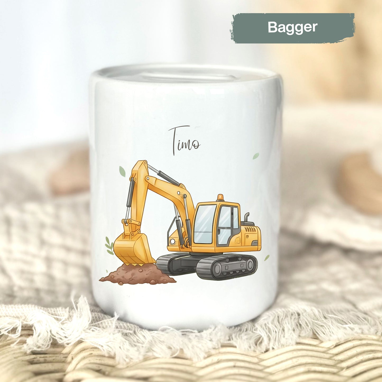Spardose Fahrzeuge personalisiert mit Namen | Kinderspardose Junge | Geschenk Geburt