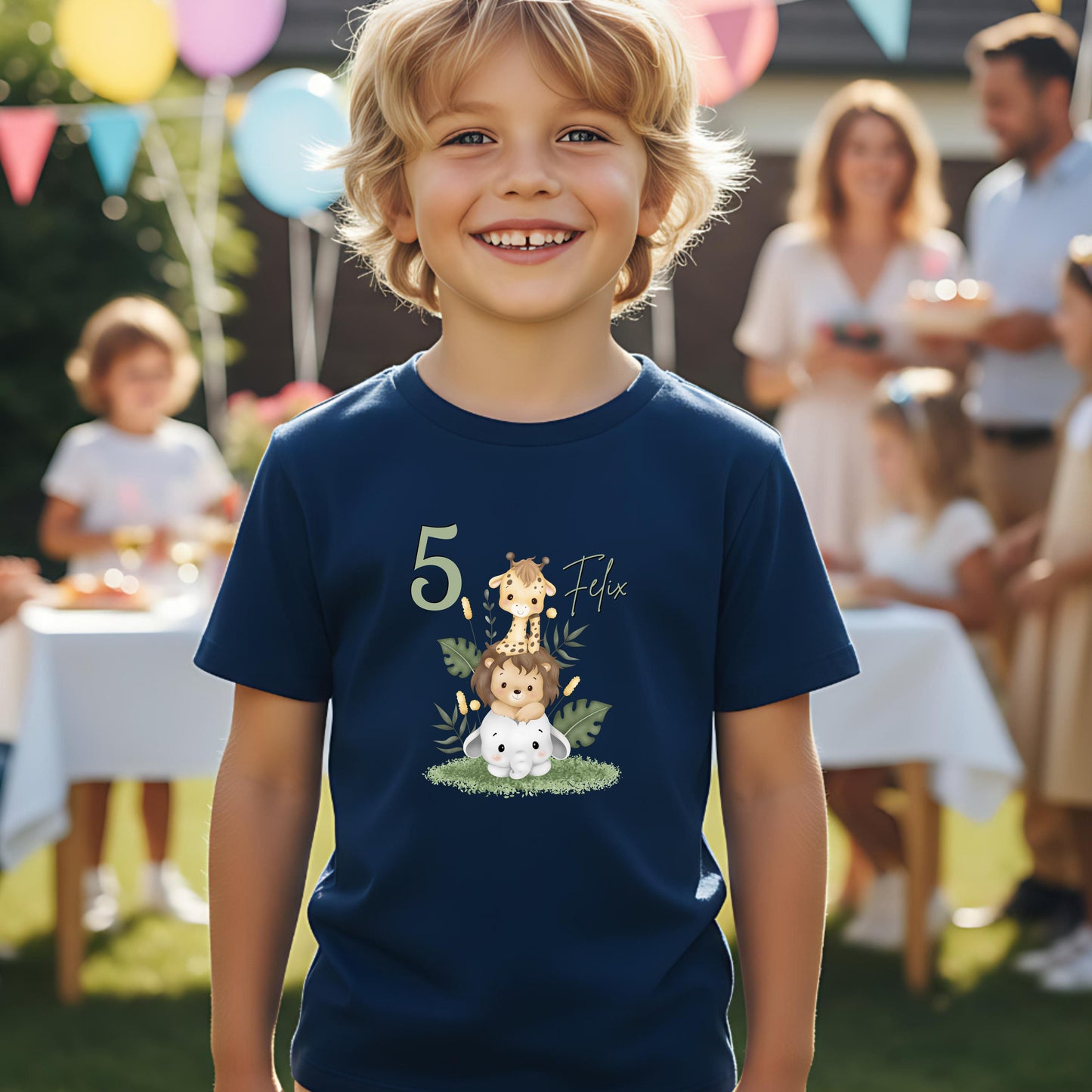 Geburtstagsshirt Tiere mit Name & Zahl | Personalisiertes T-Shirt Kindergeburtstag