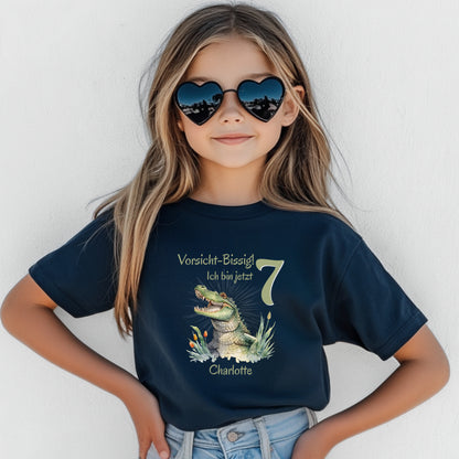 Geburtstagsshirt Krokodil mit Name & Zahl | Personalisiertes T-Shirt zum Kindergeburtstag