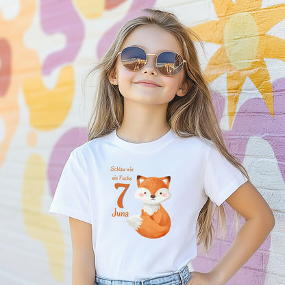 Geburtstagsshirt Fuchs mit Name & Zahl | Personalisiertes T-Shirt zum Kindergeburtstag