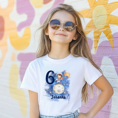 Geburtstagsshirt Astronaut mit Name & Zahl | Personalisiertes T-Shirt zum Kindergeburtstag