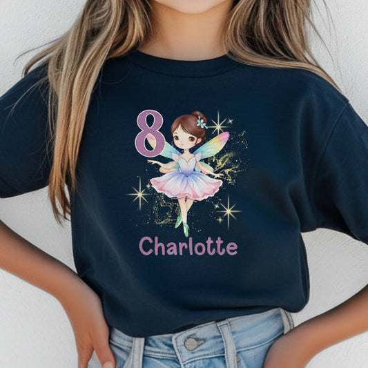 Geburtstagsshirt Fee mit Name & Zahl | Personalisiertes T-Shirt zum Kindergeburtstag